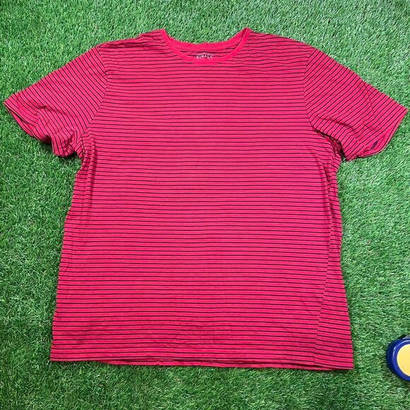 Men’s casual wear red and stripe short sleeve plain cotton blend shirt  (XXL) - Picture 1 of 5